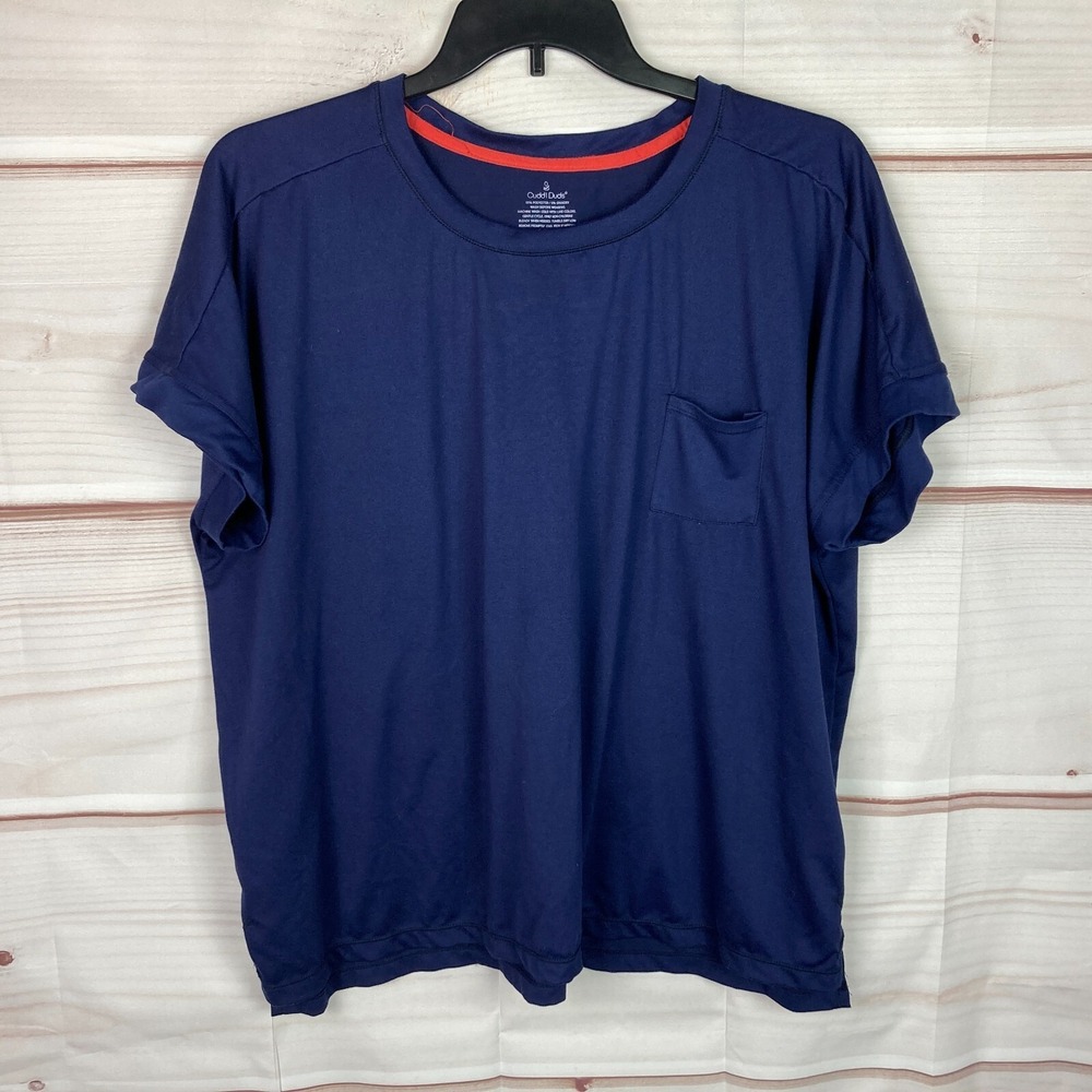 Cuddl Duds Top Womens XXL Blue Short Sleeve Pocket T-Shirt Round Neck Solid Knit